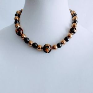 Beaded Japanese Motif Murano Glass Focal Point Necklace